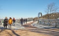 Pedestrian and bicycle bridge across Saint Volodymyr descent in Kyiv, Ukraine.