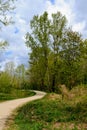 Pedestrian and bicycle path along Vistula River in Warsaw town, Poland