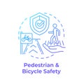 Pedestrian and bicycle safety blue gradient concept icon Royalty Free Stock Photo