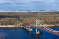 Pedestrian bridge across the Dnieper to Trukhanov Island in Kiev