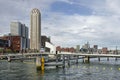 Pedestrian bridge across the harbour Royalty Free Stock Photo