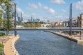 Pedestrian bridge across Swan river small harbour in East Perth