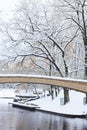 Pedestrian bridge over the canal near Bastejkalns. Royalty Free Stock Photo