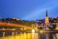 Pedestrian bridge at dusk, Lyon - France