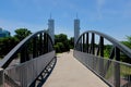 Pedestrian Bridge Over Floodgate Royalty Free Stock Photo