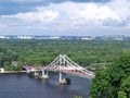 pedestrian bridge over the Dnieper river in Kyiv leading to Trukhanov Island