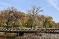 Pedestrian Bridge Over The DuPage River Royalty Free Stock Photo