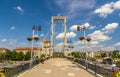 Pedestrian bridge over Nemunas river in Kaunas Royalty Free Stock Photo