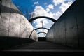 A Pedestrian Bridge over a Railroad. Royalty Free Stock Photo