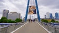 Pedestrian Bridge over River Main in Frankfurt - FRANKFURT, GERMANY - JULY 12, 2022