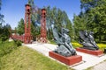 Pedestrian bridge over the river Tosna in manor `Marino`, Leningrad region,