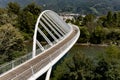 Pedestrian bridge over a small Swiss river, the Ticino