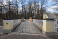 Pedestrian bridge over a street in Tartu, Estonia Royalty Free Stock Photo