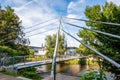 Pedestrian bridge at the pastorate over the Wupper in Leichlingen Royalty Free Stock Photo