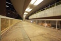 Pedestrian bridge perspective long corridor of night