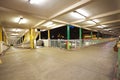 Pedestrian bridge perspective long corridor of night