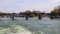 Pedestrian bridge Pont des Arts over Seine river and historic buildings of Paris France Royalty Free Stock Photo