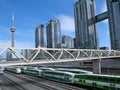 Pedestrian bridge Puente de Luz, above a rail corridor in downtown Toronto