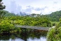 Pedestrian bridge spanning over water