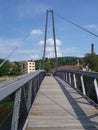 Pedestrian bridge suspended on iron ropes
