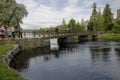 Pedestrian bridge to Olavinlinna fortress Royalty Free Stock Photo