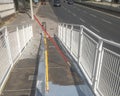 Pedestrian bridge under renovation in the pavement painting phase under the paved road of Avenida Marechal Gomes da Costa