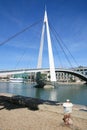 Pedestrian brigde in the city center of Le Havre Royalty Free Stock Photo