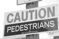 Pedestrian caution sign