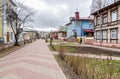 Pedestrian Chumbarova-Luchinskogo Avenue in Arkhangelsk, Russia Royalty Free Stock Photo