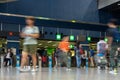 Pedestrian Commuter Crowd Busy Train Station People Travelling at Subway station ticket hall in Hong Kong