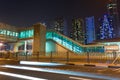 Pedestrian crossing above the street in Dubai with skyscrapers in the background Royalty Free Stock Photo