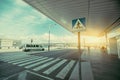 Pedestrian crossing area near airport terminal Royalty Free Stock Photo