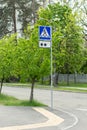 A pedestrian crossing and blind road sign Royalty Free Stock Photo