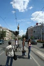 Pedestrian crossing in Budapest