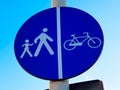 Pedestrian crossing and bycicle path traffic sign Royalty Free Stock Photo