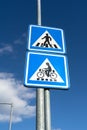 Pedestrian crossing, crosswalk and crossing for biker and cyclist