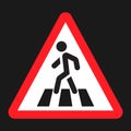 Pedestrian crossing and crosswalk sign flat icon