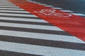 Pedestrian crossing lines. Bicycle line