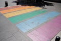 Pedestrian crossing marking in LGBT colorful rainbow lesbian gay in Bordeaux city France