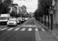 Pedestrian crossing in rainy weather Royalty Free Stock Photo