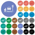 Pedestrian crossing round flat multi colored icons Royalty Free Stock Photo