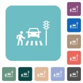 Pedestrian crossing rounded square flat icons
