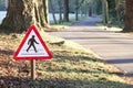 Pedestrian crossing in rural countryside park road safety sign Royalty Free Stock Photo