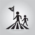 Pedestrian crossing sign, school road sign illustration