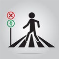 Pedestrian crossing sign, school road sign illustration Royalty Free Stock Photo