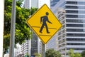 Pedestrian crossing sign. Symbol of pedestrian safety crosswalk Royalty Free Stock Photo