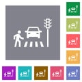Pedestrian crossing square flat icons