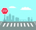 Pedestrian Crossing with Stop Sign, Traffic Lights Royalty Free Stock Photo