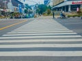 pedestrian crossing on the streets of the capital city