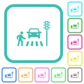 Pedestrian crossing vivid colored flat icons
